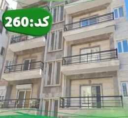نمای از آپارتمان با تراس ها بزرگ و سنگ استخوانی آپارتمان در سوادکوه 45234534
